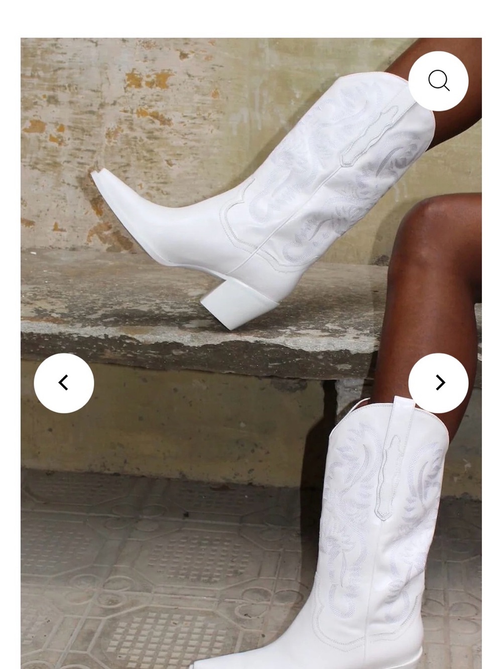 Jeffrey Campbell Daggett White Western Mid-Calf Heeled Boots